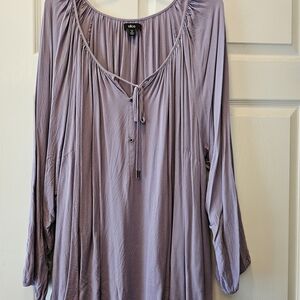 Ellos Purple 3/4 Sleeve Tunic -Peasant Blouse Style